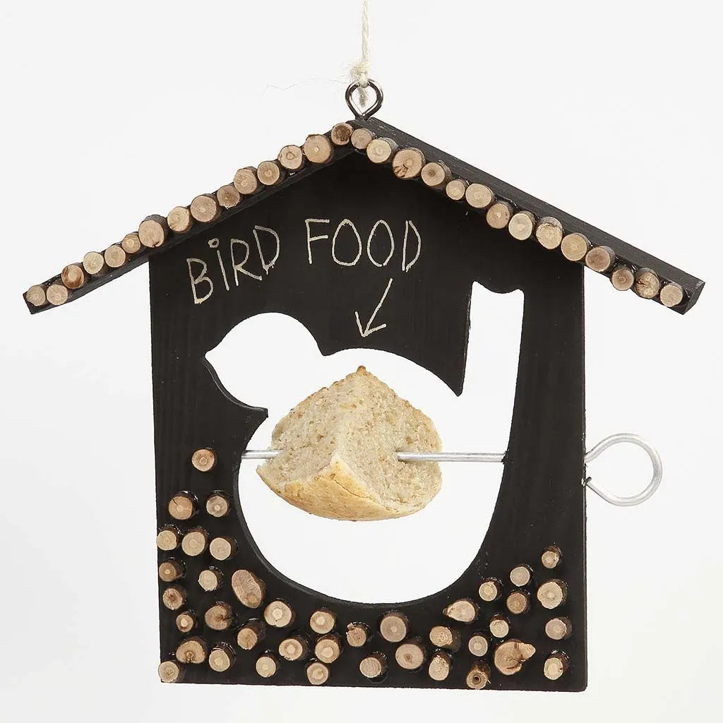 Wooden Hanging Bird House Feeder With Cut-Out