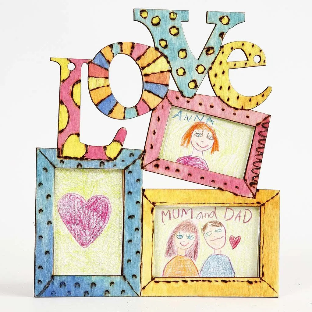 Wooden Love Word 3 Photo Frame